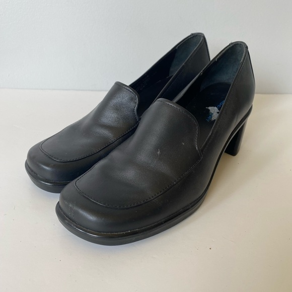 Rockport black leather block heel square toe shoe women’s 6.5 - Picture 1 of 14